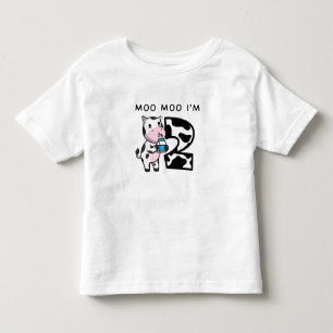 Moo Moo I'm Two 2nd Birthday Funny Cow Sounds  Toddler T-shirt