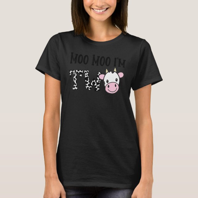 Moo Moo I'm Two Birthday Tee 2 Year Old Boy Cow Pr (Front)