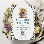 Moo Moo I'm Two Cow Print Farm Girl 2nd Birthday Invitation<br><div class="desc">Moo Moo I'm Two Cow Print Farm Girl 2nd Birthday Invitation</div>