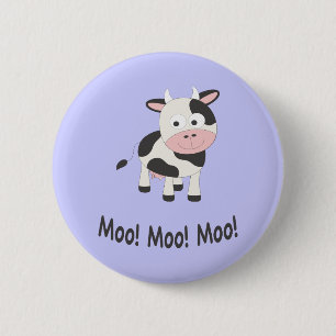 Moo Moo Moo Cute Cartoon Cow 2 Inch Round Button