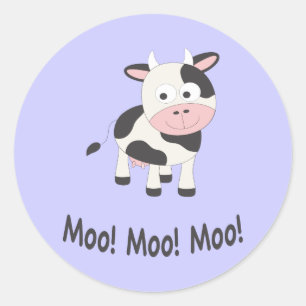 Moo Moo Moo Cute Cartoon Cow Classic Round Sticker