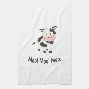 Moo Moo Moo Cute Cartoon Cow Kitchen Towel