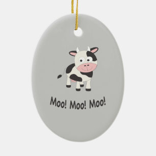 Moo! Moo! Moo! Cute Cow Ceramic Ornament