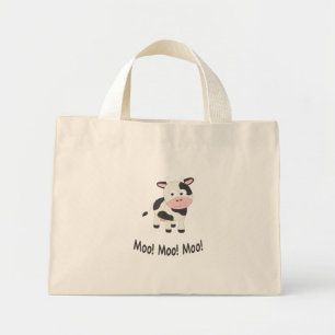 Moo! Moo! Moo! Cute Cow Mini Tote Bag