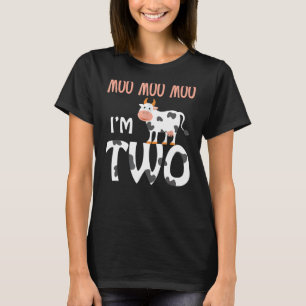 Moo Moo Moo I'm Two 2nd Second Birthday Cow T-Shirt