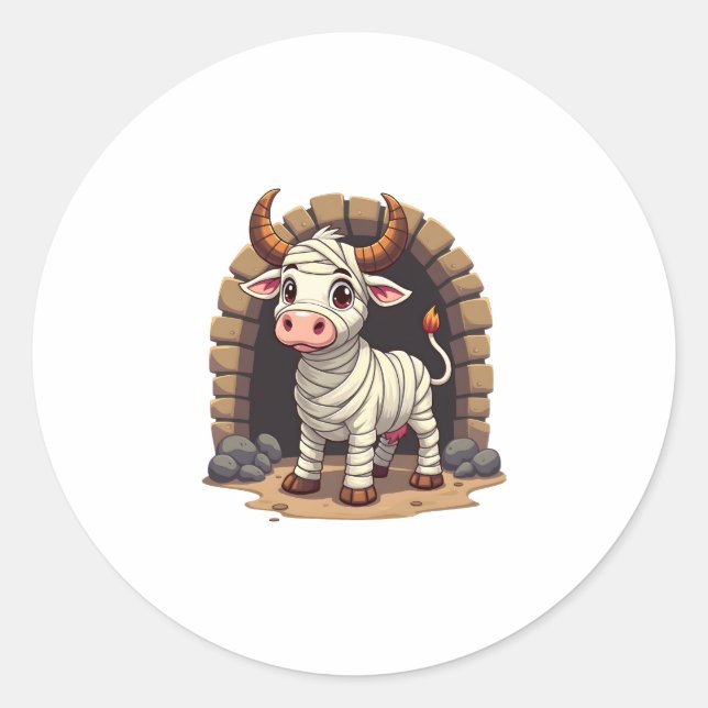 Moo-Mummy Returns Classic Round Sticker (Front)