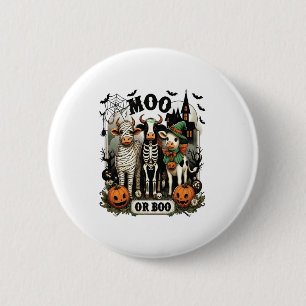 Moo or Boo Halloween Cow 2 Inch Round Button