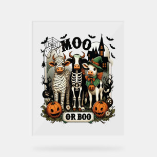 Moo or Boo Halloween Cow Acrylic Sign