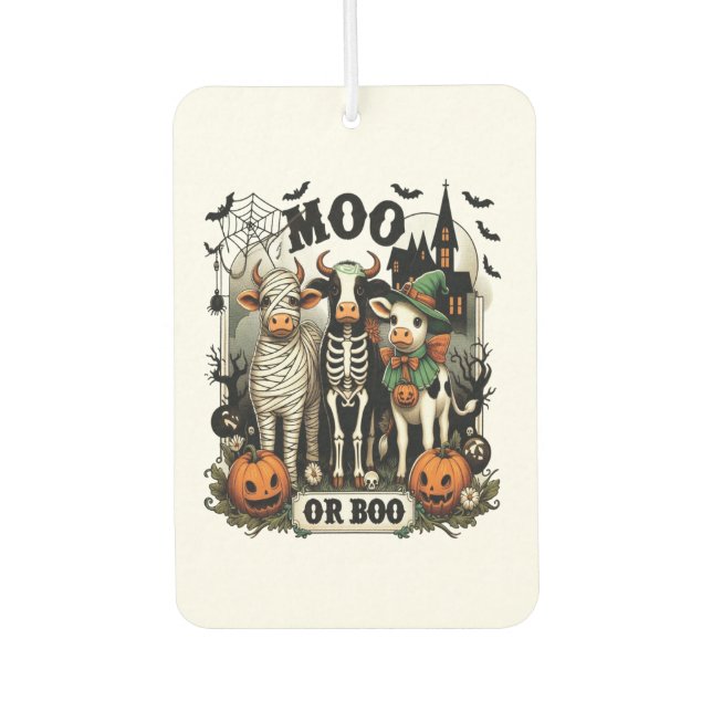 Moo or Boo Halloween Cow Air Freshener (Front)