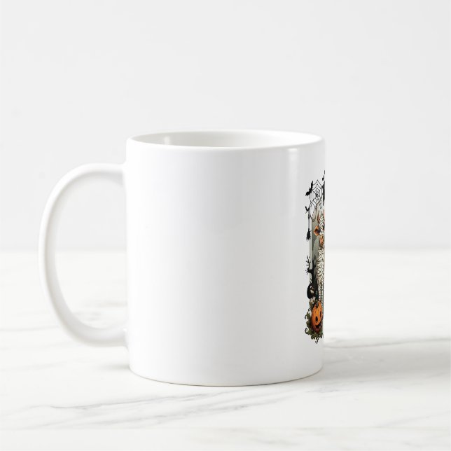 Moo or Boo Halloween Cow Coffee Mug (Left)