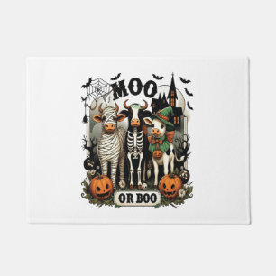 Moo or Boo Halloween Cow Doormat