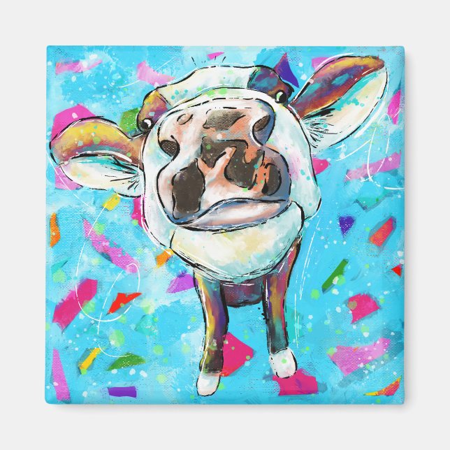 Moo-rific Doodle Ink Cow Magnet (Front)