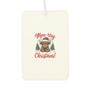 Moo-rry Christmas Highland Cow Vintage Shirt Desig Air Freshener