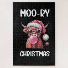 Moo-ry Christmas Scottish Higland Cow