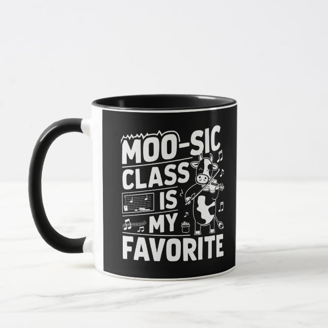 Moo-sic Class is my Favourite Funny Moo Cow School Mug (Left)