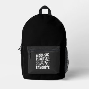 Moo-sic Class is my Favourite Funny Moo Cow School Printed Backpack