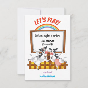 Moo-tastic Farm Playdate Invitation Card