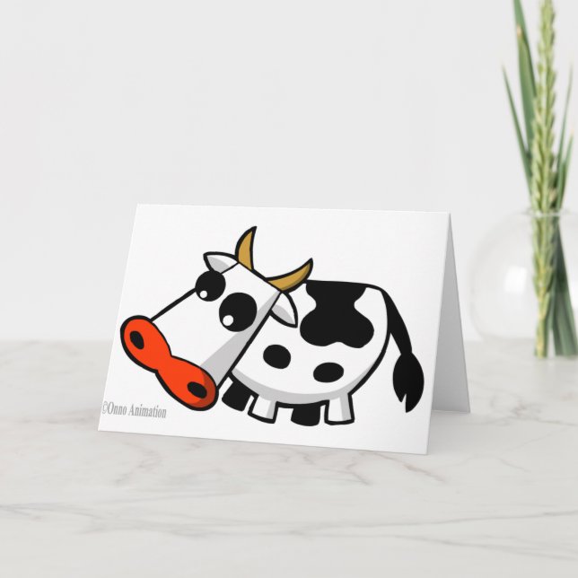 Moo the black and white cow Greeting card (Front)