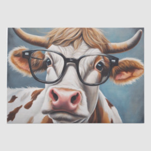 Moo-tiful Style: Cow in Hat and Glasses Decoupage Tissue Paper