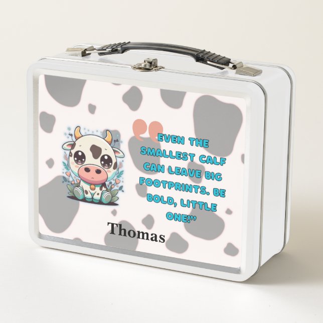 Moo-tivational cow  metal lunch box (Front)