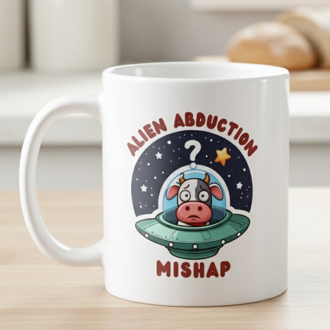 Moo-ved by Mistake: Confused Cow Abduction Coffee Mug (Creator Uploaded)