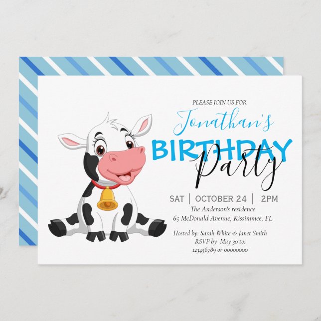 Moo-velous Anniversaire Célébration Invitation (Devant / Derrière)