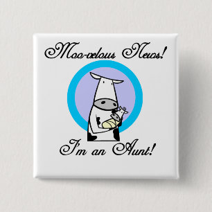 Moo-velous New Aunt Tshirts and Gifts 2 Inch Square Button