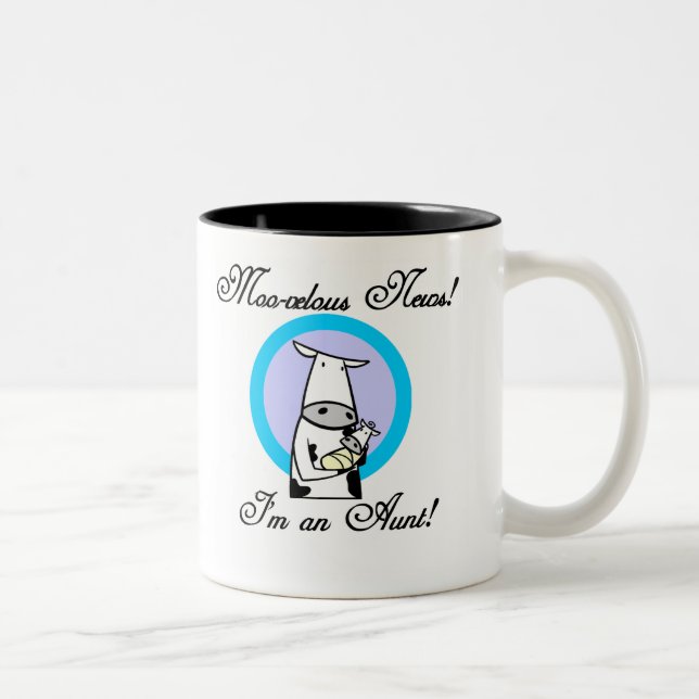 Moo-velous New Aunt Tshirts and Gifts Two-Tone Coffee Mug (Right)