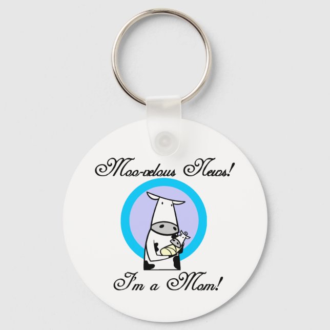 Moo-velous New Mom Tshirts and Gifts Keychain (Front)
