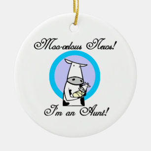 Moo-velous News I'm an Aunt T-shirts and Gifts Ceramic Ornament