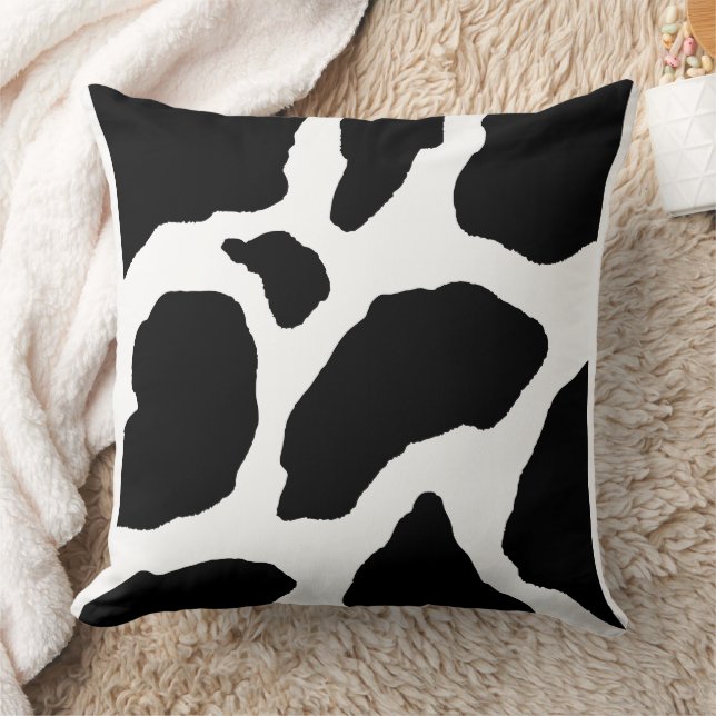 Moo-ving and Grooving: Cow Print Throw Pillow (Blanket)