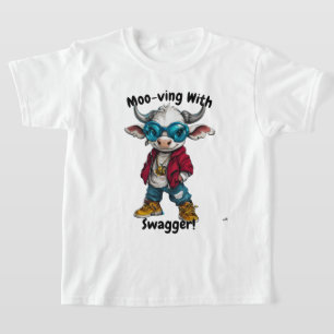 Moo-ving with Swagger Hip-Hop Cow Hoodie and Tee