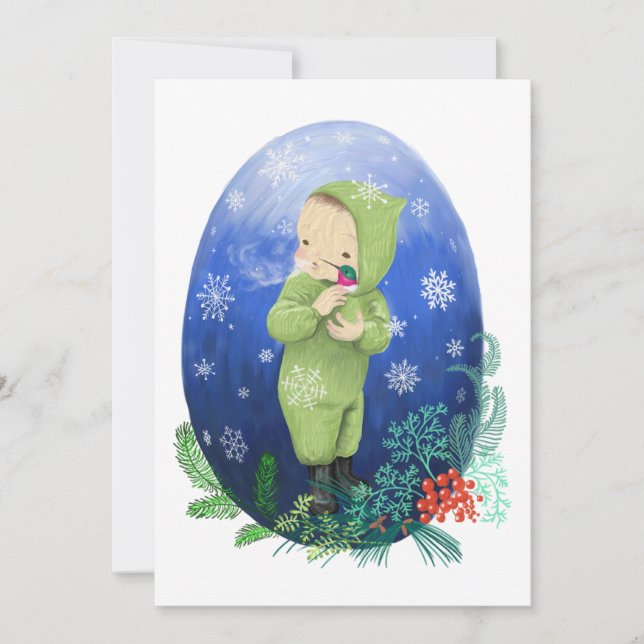 Moochili Winter Greeting Card (Front)