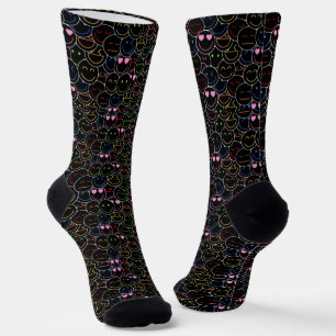 Mood Booster Neon Emoticon Socks