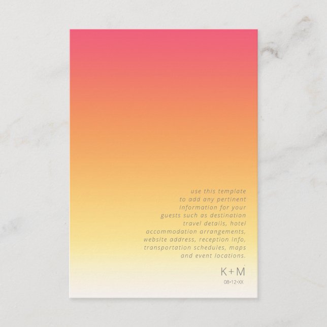 Mood Gradient Wedding Details Hot Summer ID741 Enclosure Card (Front)