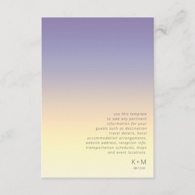 Mood Gradient Wedding Details Indigo Sunset ID741 Enclosure Card (Front)