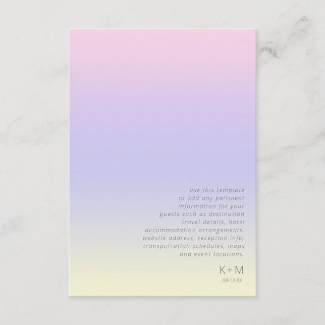 Mood Gradient Wedding Details Pastel Dawn ID741 Enclosure Card (Front)
