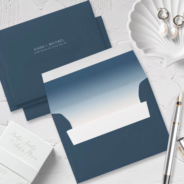 Mood Gradient Wedding Prussian Sky ID741 Envelope (Interior/Back In Situ)