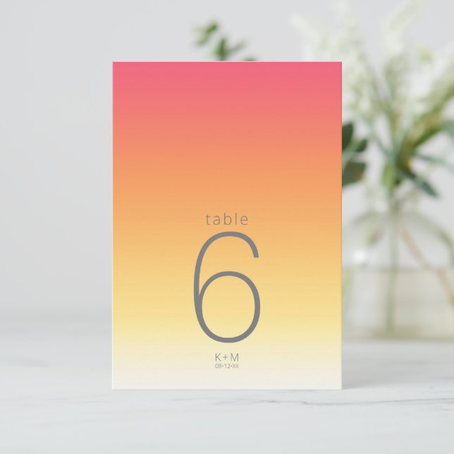 Mood Gradient Wedding Table Hot Summer ID741 Invitation (Standing Front)