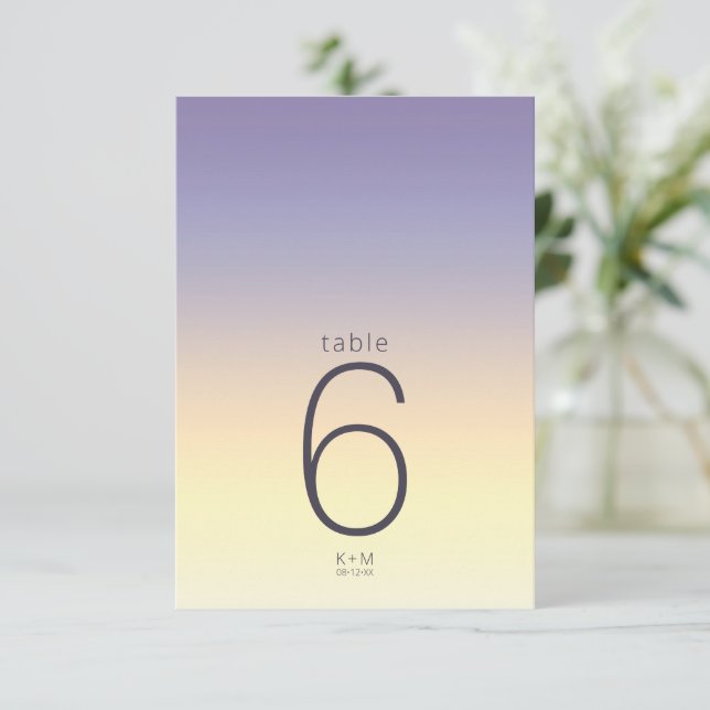 Mood Gradient Wedding Table Indigo Sunset ID741 Invitation (Standing Front)