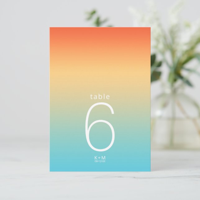 Mood Gradient Wedding Table# Tropical Sky ID741 Invitation (Standing Front)
