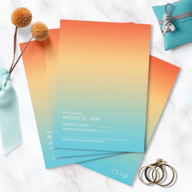 Mood Gradient Wedding Tropical Sky ID741 RSVP Card (Creator Uploaded)