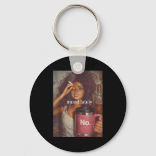 Mood lately funny distressed doll face meme  keychain
