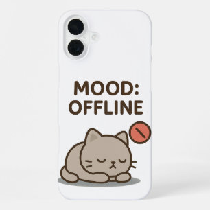 Mood: Offline – Funny Cartoon Offline Design iPhone 16 Plus Case