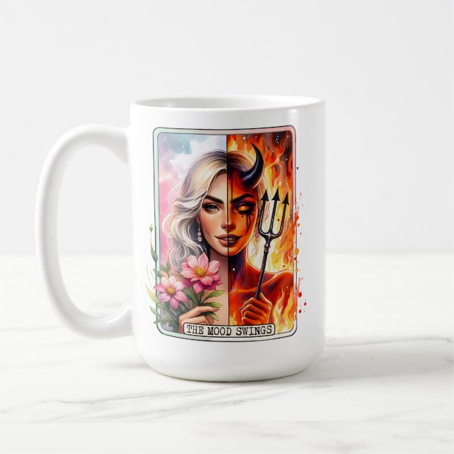 Mood Swings, Fun, tarot, menopause, mood, humor  Coffee Mug (Left)