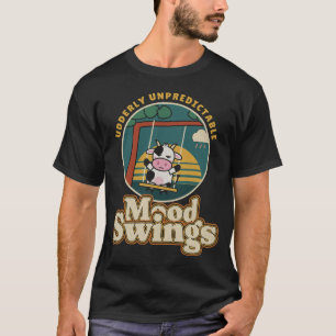 Mood Swings Funny Cow on a Swing Retro T-Shirt