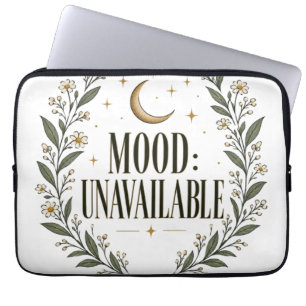 Mood Unavailable Botanical Crescent Moon Celestial Laptop Sleeve