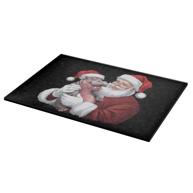 Moodeng Christmas Funny Vintage Santa Claus Cutting Board (Corner)