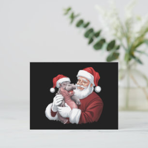 Moodeng Christmas Funny Vintage Santa Claus Holiday Postcard