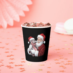 Moodeng Christmas Funny Vintage Santa Claus Paper Cups